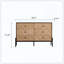 Buffet en bois massif à motif géométrique, commode 6 tiroirs, armoire Mid-Century moderne pour la cuisine, la salle à manger, le salon