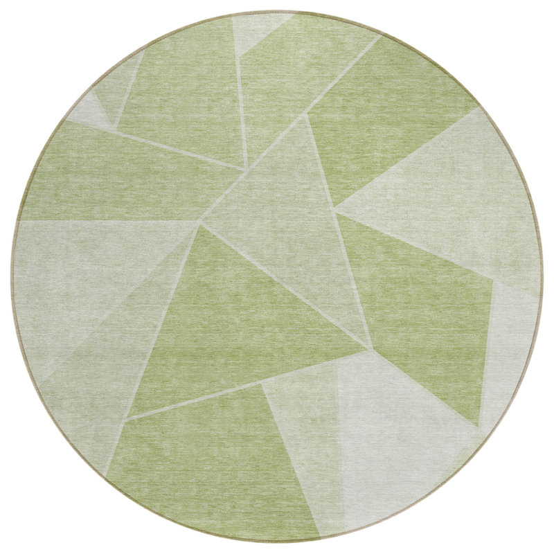 Tapis intérieur / extérieur rond géométrique vert menthe et sauge HomeRoots 8 pi
