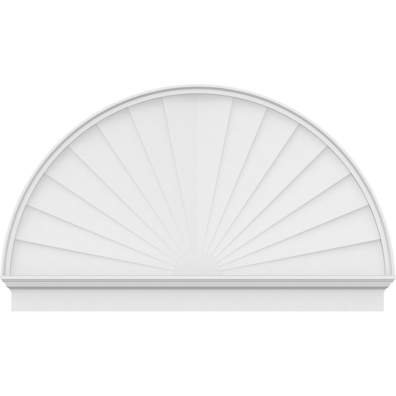 Demi-cercle à fronton en PVC de qualité architecturale Sunburst, H 37 3/4 po x l 62 po x P 2 3/4 po