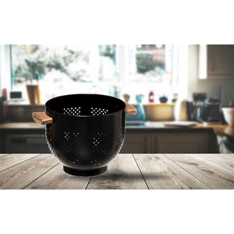 Belfry Kitchen Comerfo Stainless Steel Colander, Black