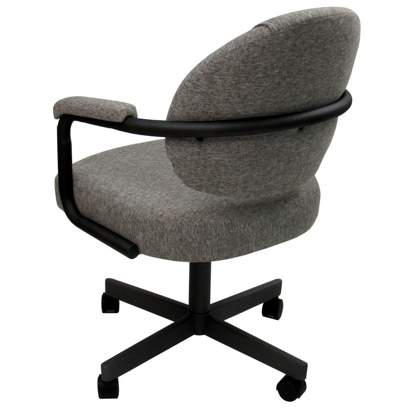 4 chaises de salle à manger pivotantes en métal - Style M-70, Vinyle noir, Noir, 4
