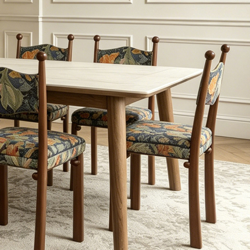 6 - Person White Rectangular Sintered Stone Stone Tabletop Dining Table Set, 7 Pieces: Table, 6 Chairs