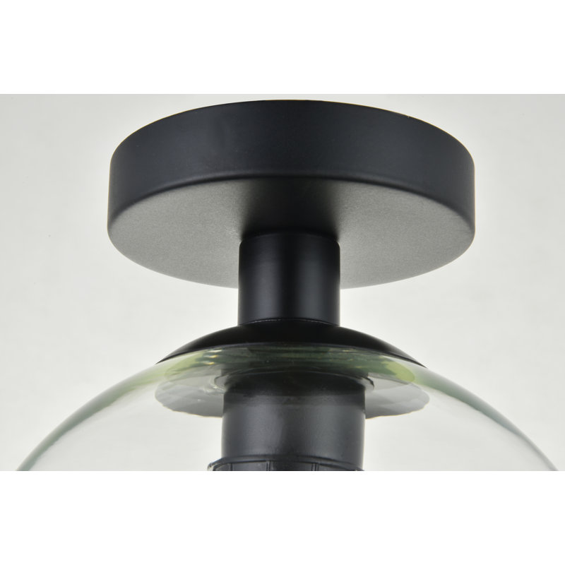 Plafonnier semi-encastré à 1 lumière Snead, H 9,3 po x l 7,9 po x P 7,9 po, Noir, Transparent