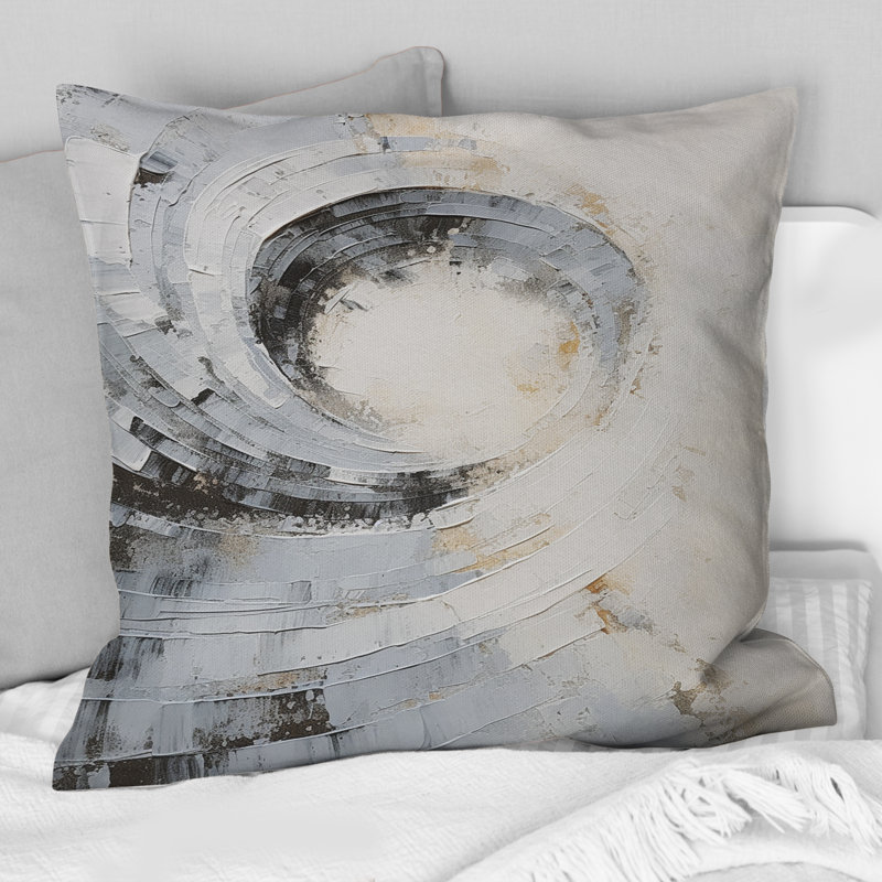 Coussin décoratif blanc et gris Majestic Motion - Abstract Spirals