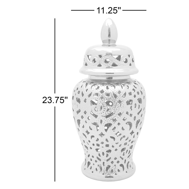 24" Spiral Lattice Temple Jar - Gold, Silver