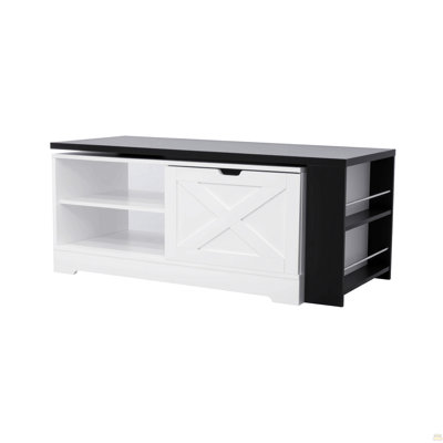 Table basse à plateau relevable avec portes de grange