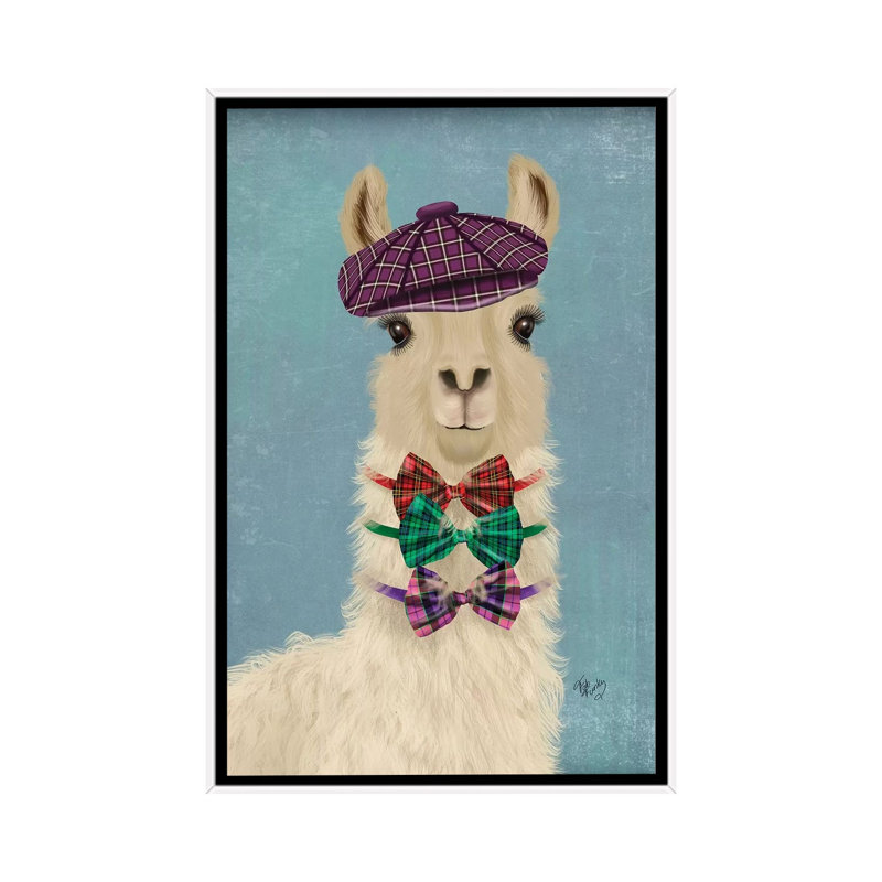 «Llama Dapper» par Fab Funky - impression d'art graphique, Aucun mat, H 26 po x l 18 po x 1,5 po, Toile blanche encadrée