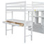 Lit mezzanine avec bureau intégré avec deux tiroirs et tablettes et tiroirs de rangement