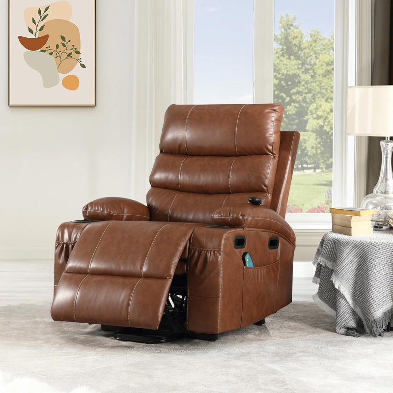 Fauteuil inclinable électrique avec massage et chaleur, Brun