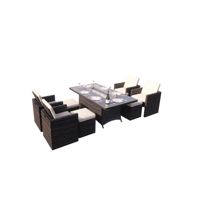 Wicker 4 - Person Patio Conversation Set with Cushions