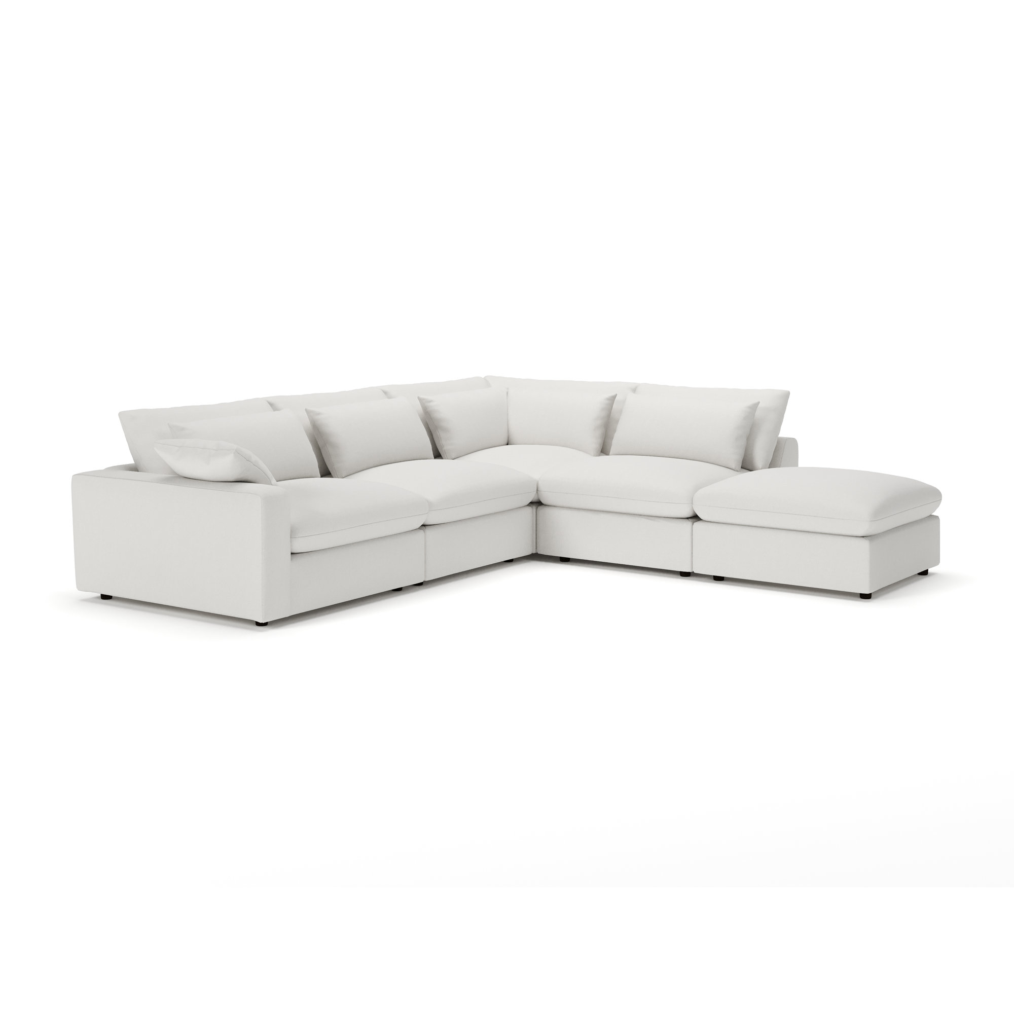 Remy 5-Piece Modular Chaise Sectional, Macarena Beige Basketweave, Right Hand Facing