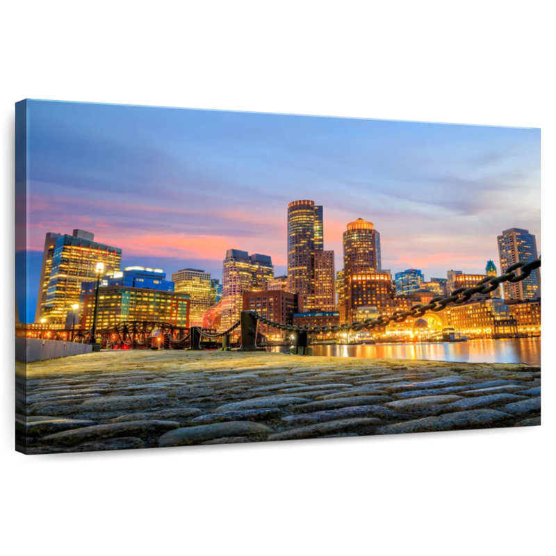 Boston Harbor Dusk Lights, 26" H x 39" W