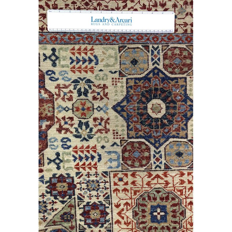 Tapis unique nouvel âge 5 pi x 6 pi 11 po en beige / raisin / ivoire Mamluk