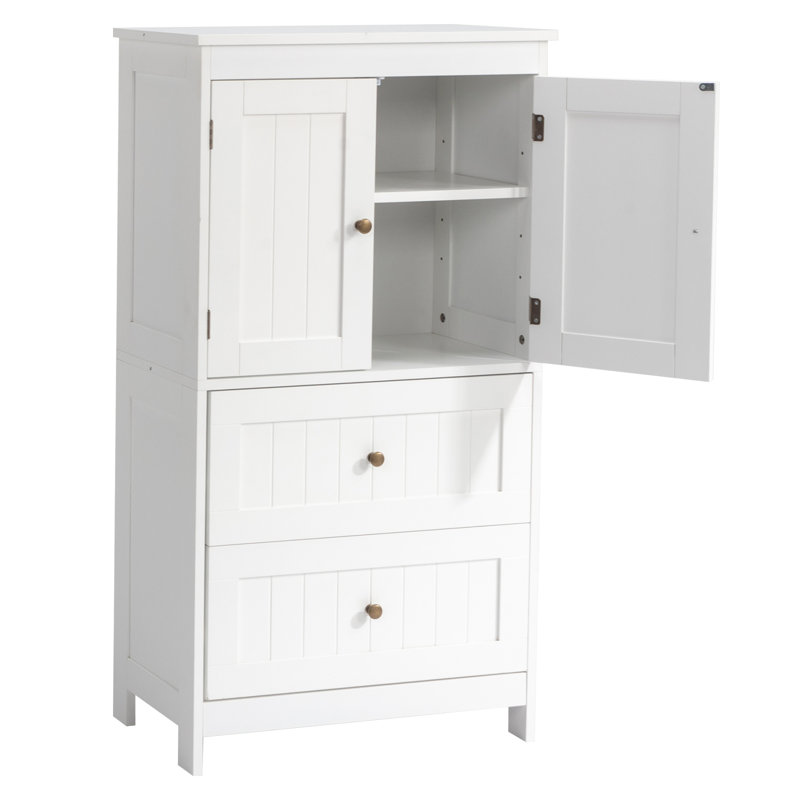 Armoire de rangement blanche avec 2 portes et 2 tiroirs