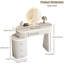 Petit bureau de meuble-lavabo Avelora de 44 po à longueur réglable et armoire latérale réversible - table de maquillage blanche avec miroir 3 couleurs détachable, 3 tiroirs - coiffeuse compacte pour chambre à coucher, dortoir, appartement - conception peu encombrante