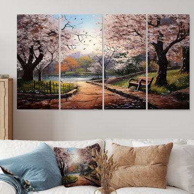 «Pink Springtime Park», art mural 4 pièces