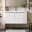 Meuble-lavabo mural polyvalent avec lavabo en céramique / meuble-lavabo avec portes et tablettes / espace de torsion