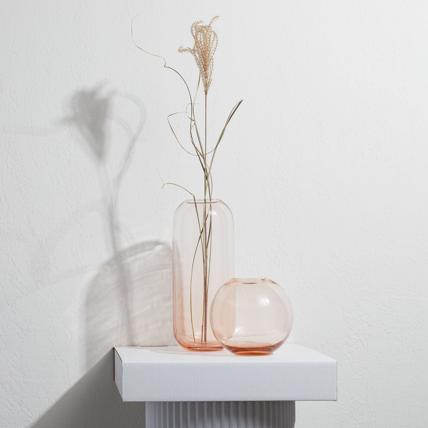 Aurora Handmade Glass Table Vase, 12.5" H x 5" W x 5" D, Blush