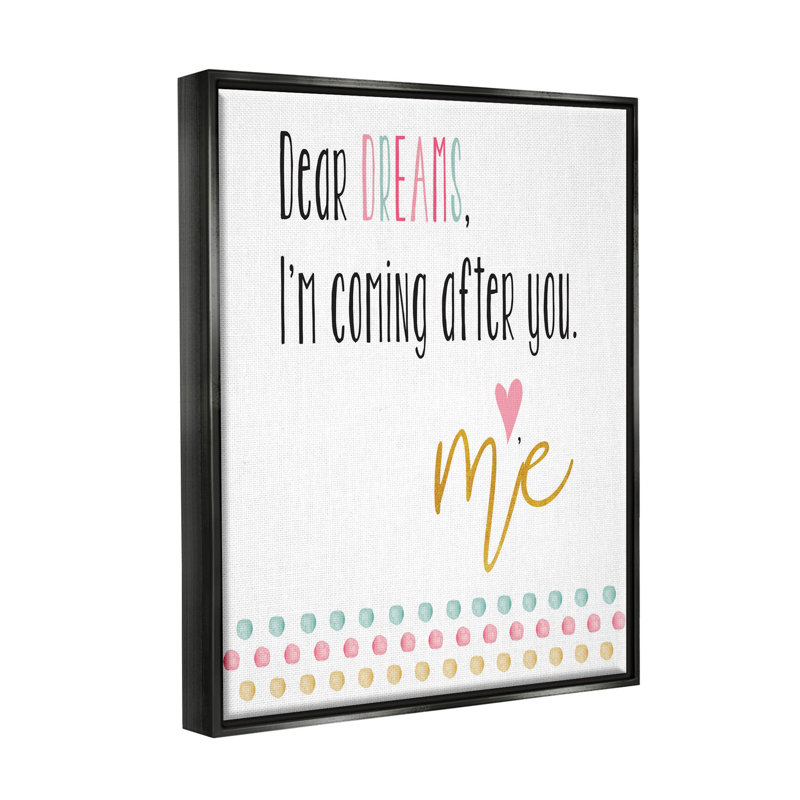 «Dear Dreams», Cadre flottant noir de jais, H 21 po x l 17 po x P 1,7 po