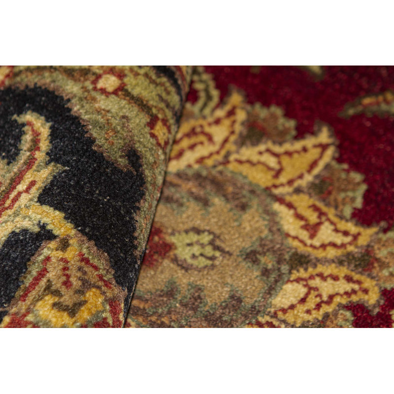 Hand-Knotted High-Quality Red and Black Area Rug