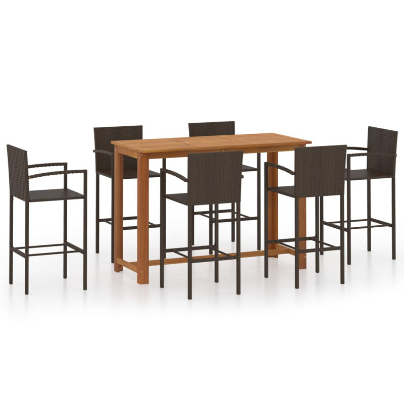 Vidaxl 7 Piece Garden Bar Set Black, 41.34" H x 59.06" W x 27.56" D, Grey