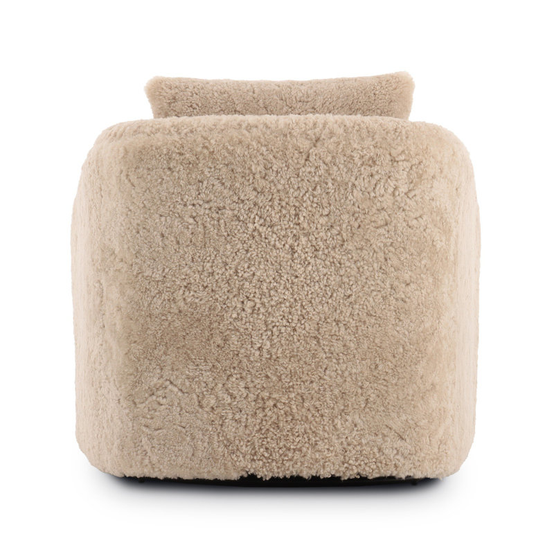 Topanga Swivel Armchair, Beige Shearling