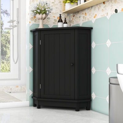 Armoire de rangement de coin triangulaire avec tablettes intérieures réglables