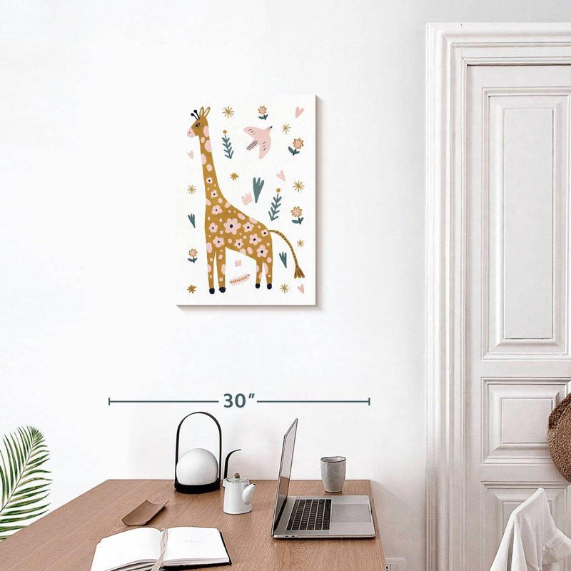 Adorable girafe scandinave sur toile, H 24 po x l 16 po x P 1,25 po