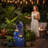 29" Ceramic Outdoor Water Fountain with LED Lights,  Dynamic Wavey Cascading Waterfall-1406449479