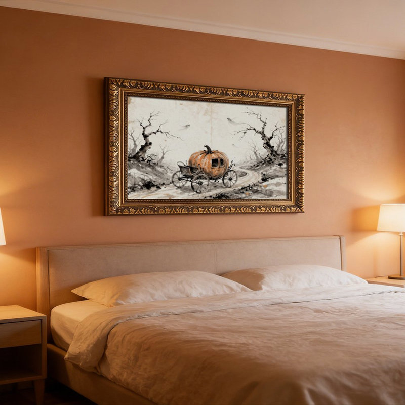 Citrouille (1) cadre mural rétro - cadre décoratif doré pour art., L 16 po x l 24 po