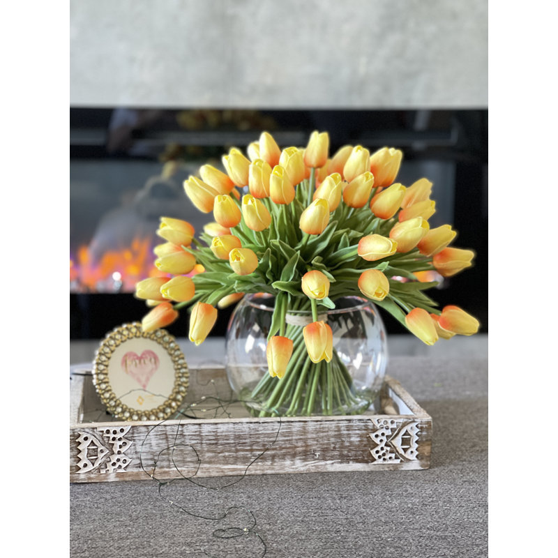 Arrangement floral moderne 60 tulipes, Orange