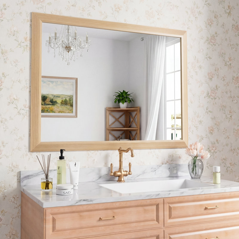 Lunara Belveled Edged Accent Rectangular Bathroom Wall Mirror with Tempered Glass & Rust-proof Aluminimn Framed, 40" x 30"