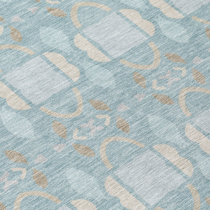 Machine Washable Indoor/Outdoor Chantille ACN2920 Striped Rug, Sky, 3' x 5'