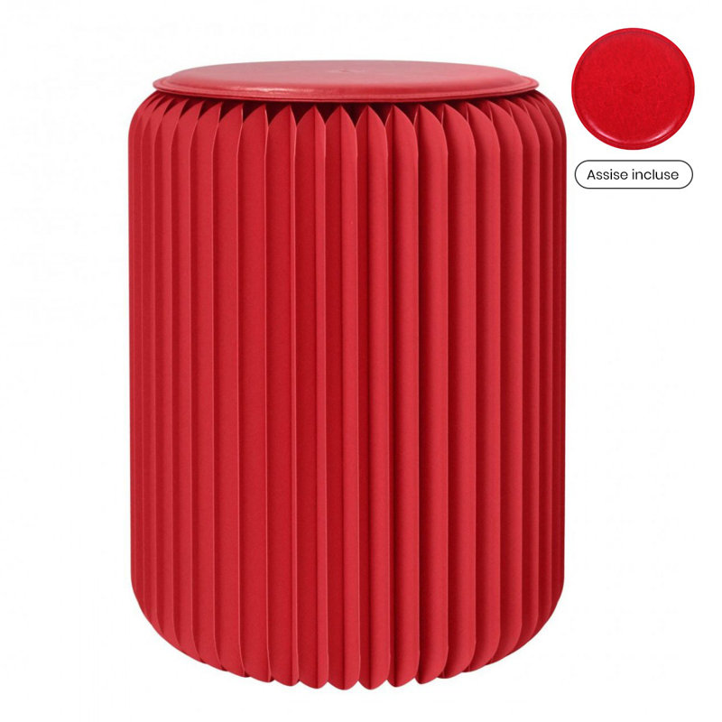 Cardboard Accent Stool, Red