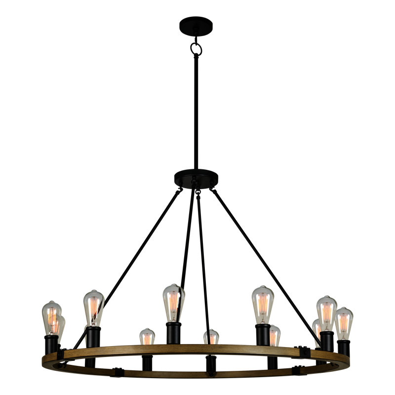 Banwarilal Dimmable Chandelier, Smoked Birch Wood Style