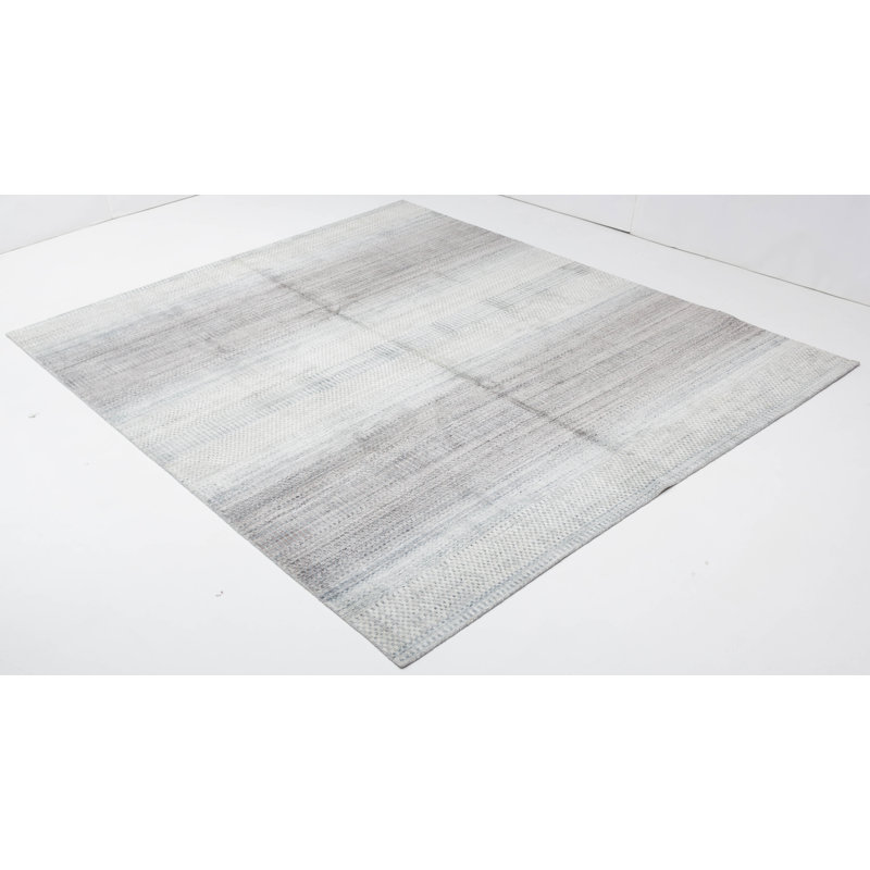 Tapis blanc / lilas tissé à la main Modern, Rectangle 12 pi x 15 pi