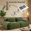 Canapé modulaire 3 places en velours côtelé vert avec 2 poufs et accoudoirs incurvés doux-868717109