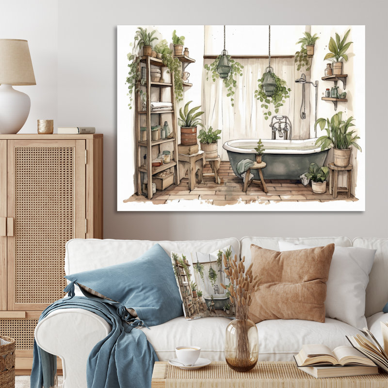 «Natural Bathroom Decor», impression sur toile, H 12 po x l 20 po x P 1 po, Toile tendue