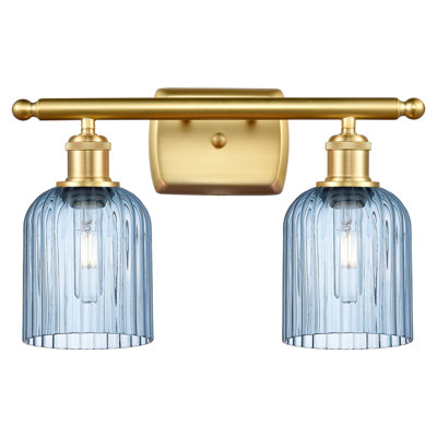 Brysin 15" W 2-Light Dimmable Metal Vanity Light with Glass Shades