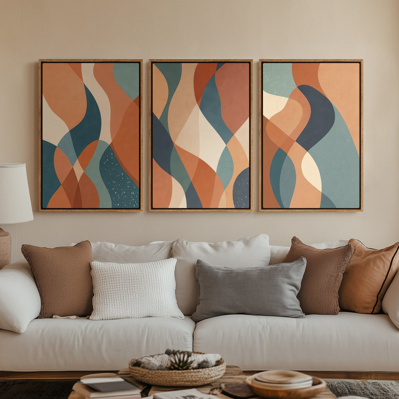 Art mural encadré sur toile, impressions murales abstraites rétro 24 "x 36", H 36 po x l 24 po, Naturel