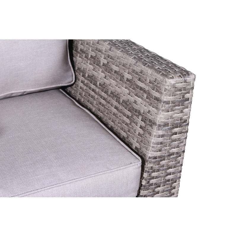 Canapé modulaire d'extérieur réversible en osier de 122 po Paniagua, Mélange de gris