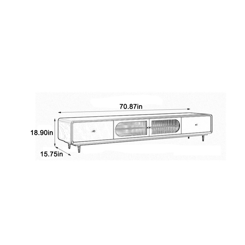 Elegant TV stand with smooth rounded edges, 70.87"