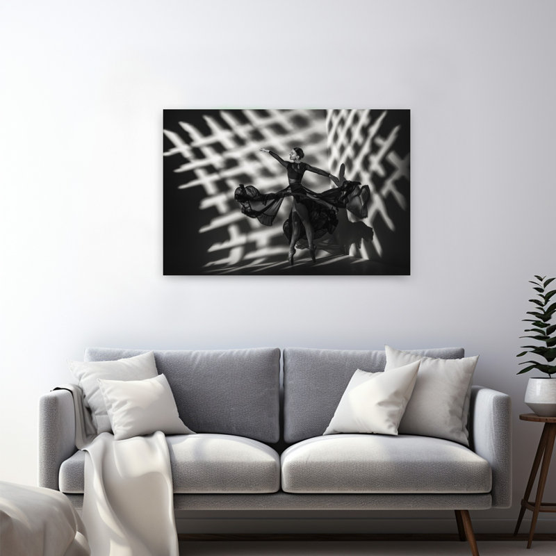 " Graceful Ballet Dancer In Dramatic Elegant Ethereal Wall Art Print " by Georg Scharf, H 32 po x l 48 po