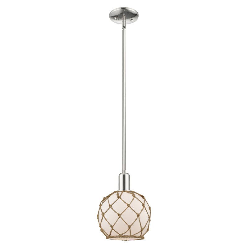 Arcadia - Mini-luminaire suspendu avec tige 10 po 1 lumière, Nickel poli, H 10,63 po x l 8 po x P 8 po