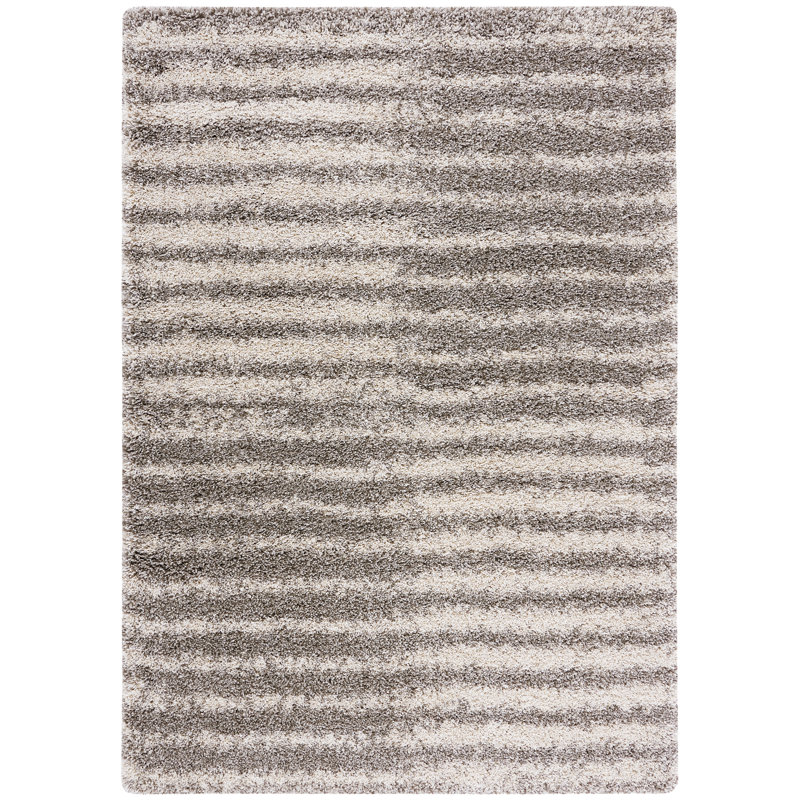 Tapis rayé brun / ivoire Audrianna, Rectangle 9 pi x 12 pi
