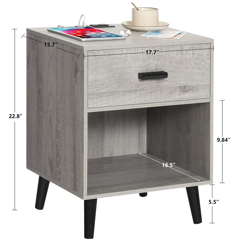 Table de chevet Leilarose, Gris