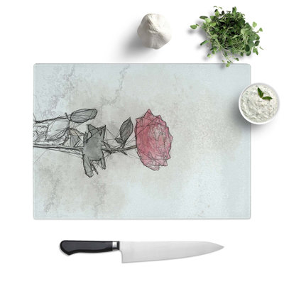 Tempered Glass Climbing Rose Chopping Board