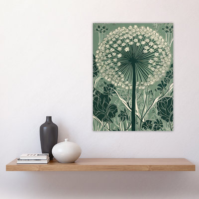 Wall Art Print Single Allium Flower Modern Painting Green Florets Wildflower Spring Bloom Nature Bright Floral Modern Artwork Poster