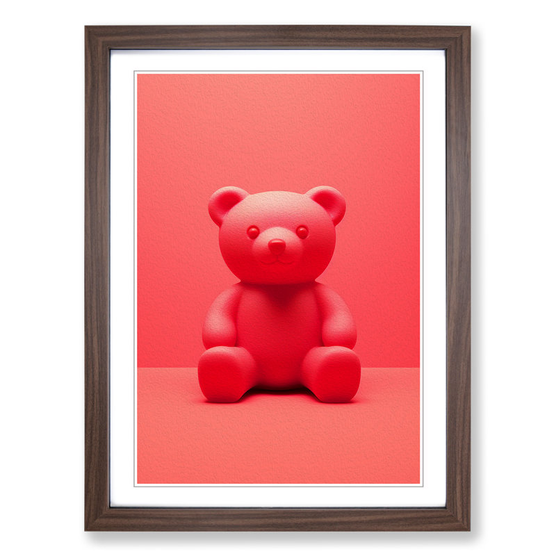 Teddy Bear Minimalism - Framed Print, Walnut , 34cm H x 25cm W x 2cm D