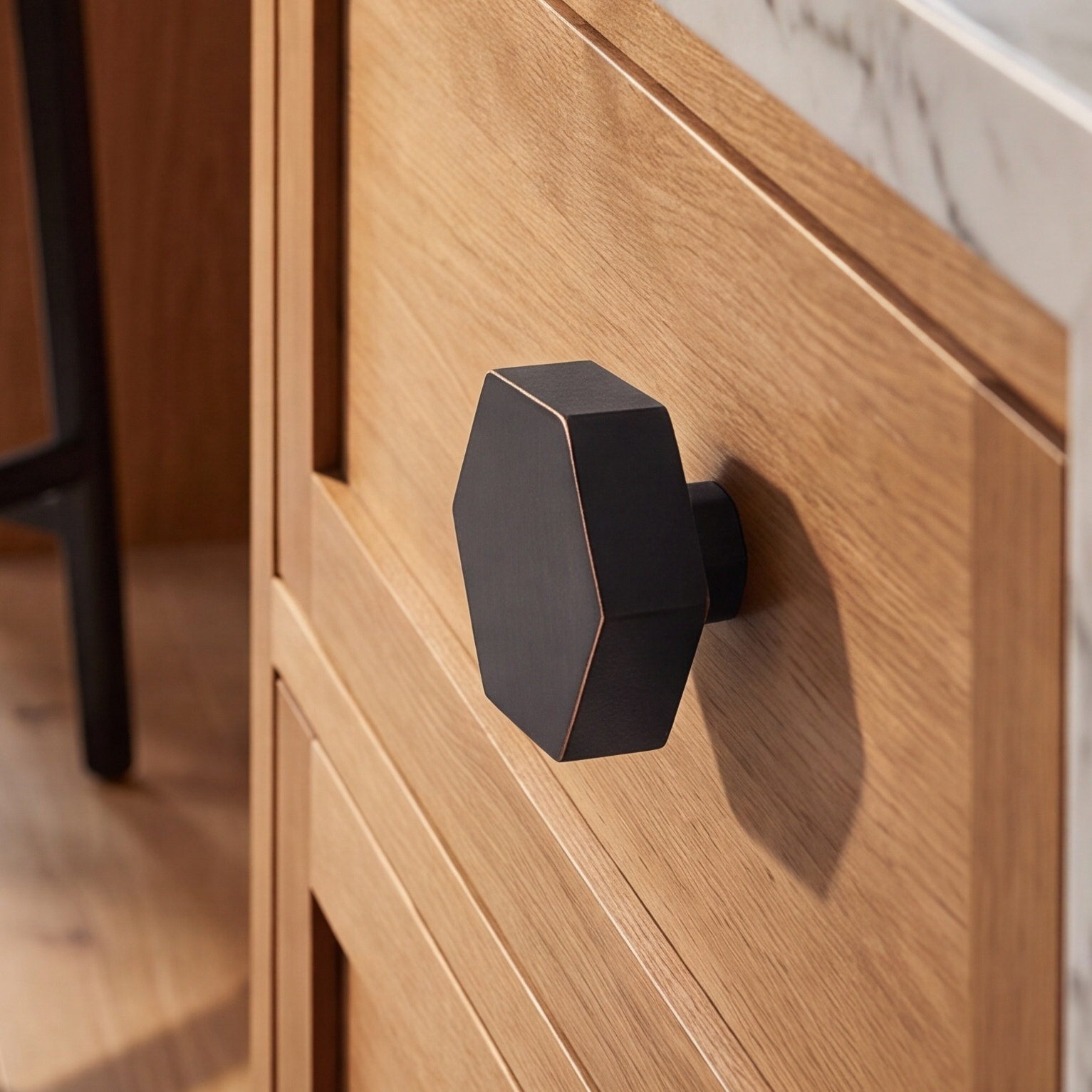 Metal Geometric Cabinet Knob, Oil Rubbed Bronze